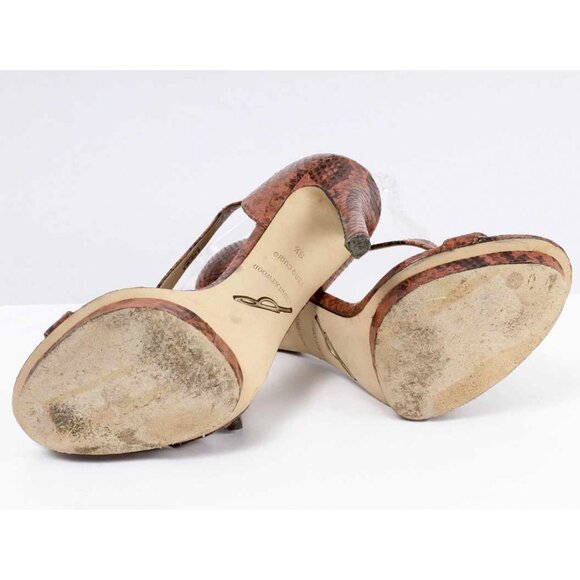 BRIAN ATWOOD Pink Snakeskin Leather 'Consort' Strappy Stiletto Heels Size 6 1/2 - Picture 6 of 6